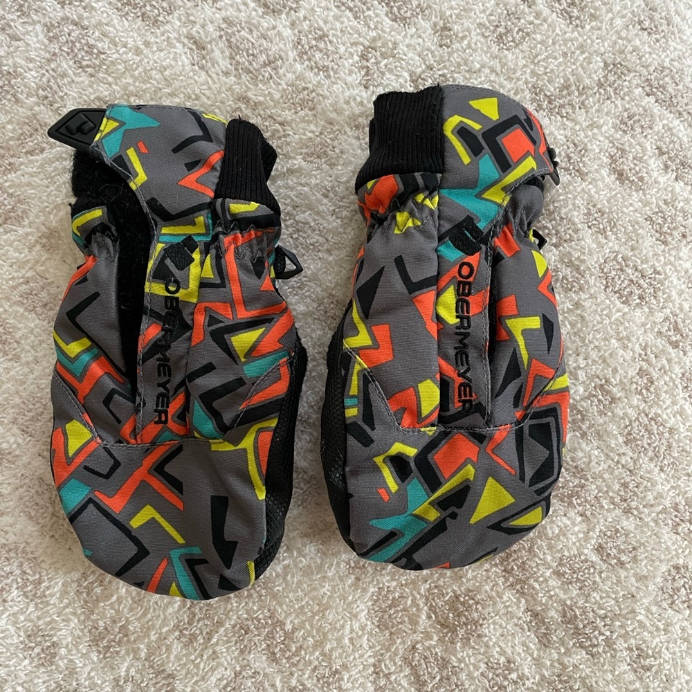 Obermeyer Kids' Geometric Mittens - Red, Yellow, Green